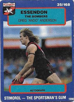 1990 AFL Scanlens Stimorol #35 Greg Anderson Front